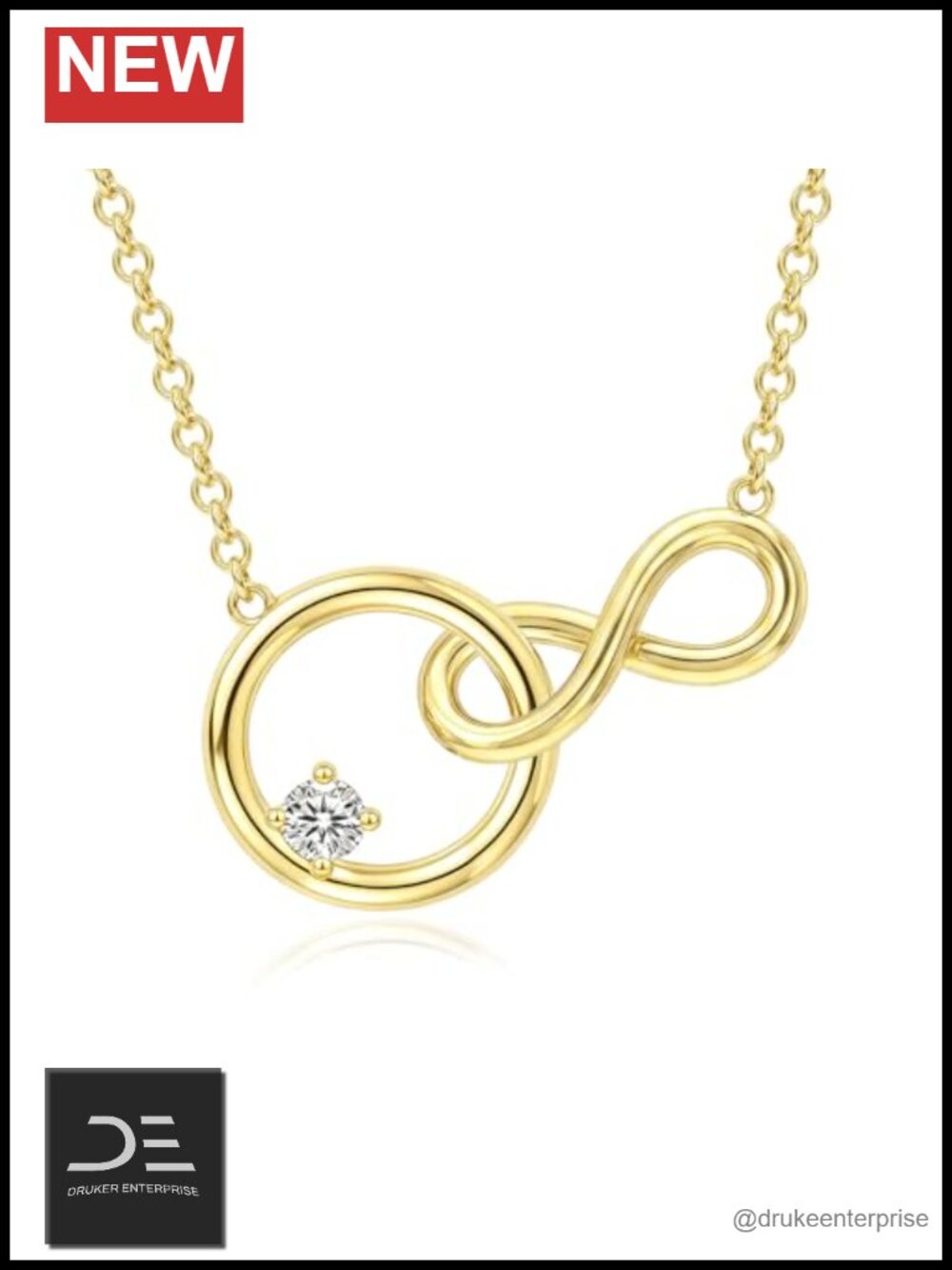 14K Gold Pendant Necklace Infinity Circle Minimalist Jewelry Gift